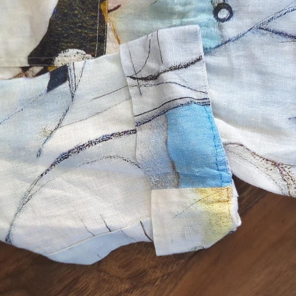 Dolcezza 100% Linen Hooded Abstract Art Jacket - Picture 6 of 11